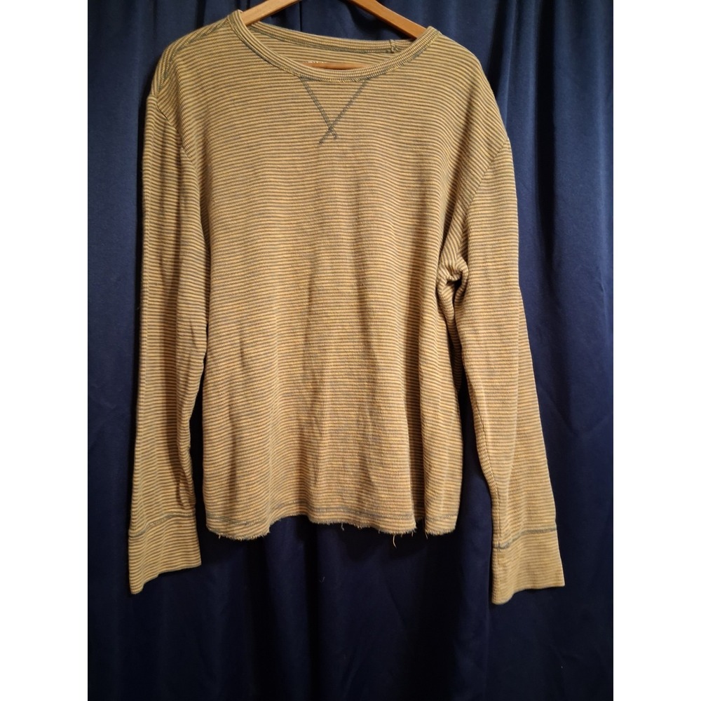 Striped‎ Henley Charcoal Gray Harvest Gold Shirt Grunge Style XXL